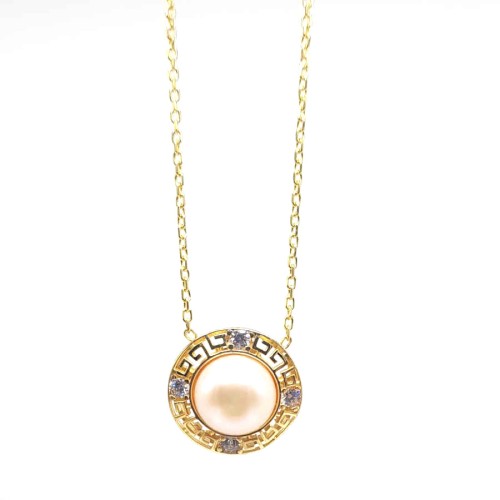 CNG Jewels - Pırlanta Modeli İnci Gümüş Bayan Kolye