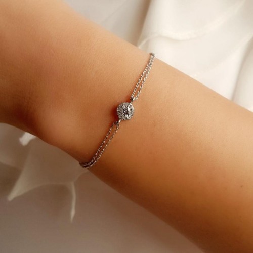 Pırlanta Modeli Küçük Anturaj Gümüş Kadın Bileklik - 2