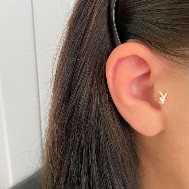 Playboy Tavşan Altın Tragus Küpe - 2
