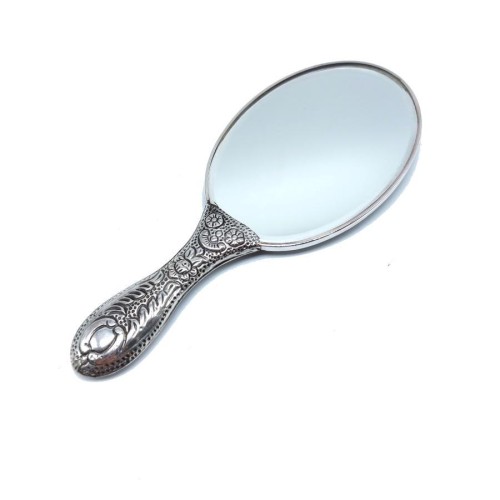 Rabbit Patterned Silver Hand Mirror No. 2 - CNG Jewels (1)