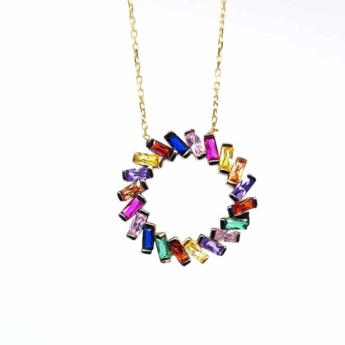 CNG Jewels - Rainbow Color Round Gold Necklace