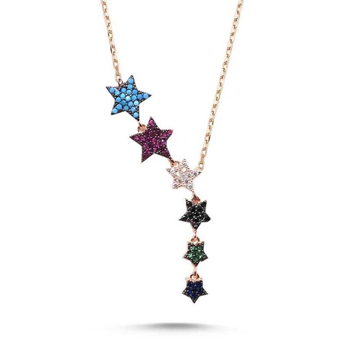 CNG Jewels - Rengarenk Kuyruklu Yıldız Gümüş Bayan Kolye