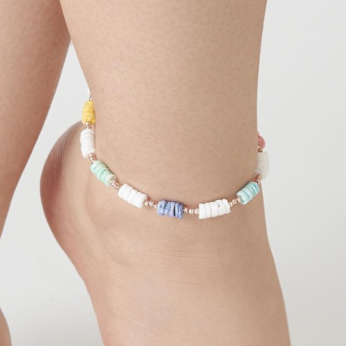 CNG Jewels - Renkli Taşlı Parlak Rosegold Toplu Gümüş Halhal