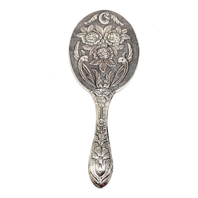 Rose Large Silver Hand Mirror No 4