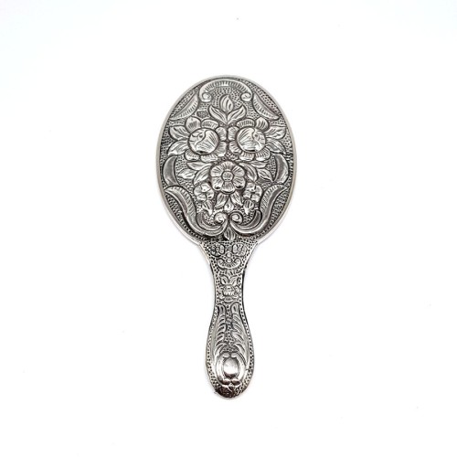 Rose Patterned Silver Hand Mirror No. 2 - CNG Jewels (1)
