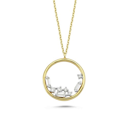 CNG Jewels - Round Baguette Stone Gold Necklace