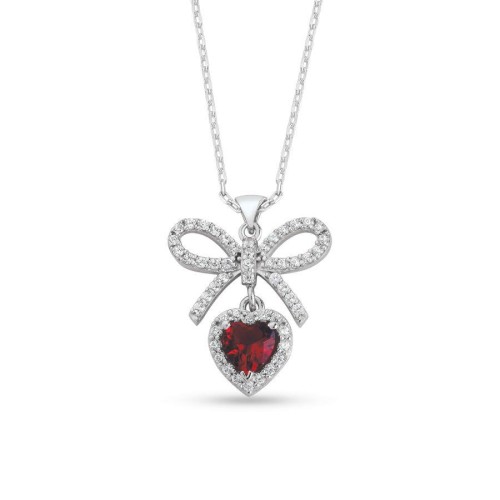 CNG Jewels - Ruby Kalp Fiyonk Gümüş Kadın Kolye
