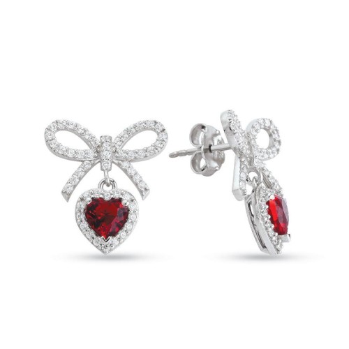 CNG Jewels - Ruby Kalp Fiyonk Gümüş Kadın Küpe