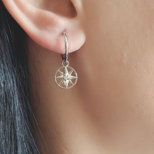 CNG Jewels - Sallantılı Kutup Yıldızı Gümüş Bayan Halka Küpe