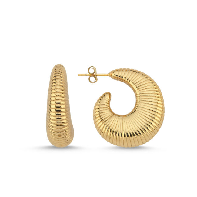 Salyangoz Halka Gold Kadın Gümüş Küpe - 1