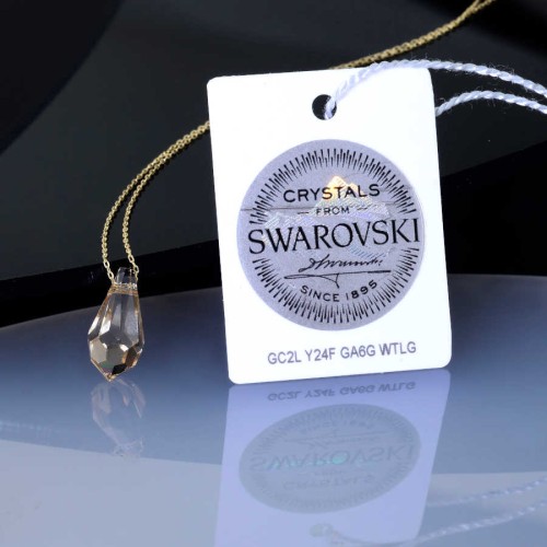 Şampanya Swarovski Crystal Altın Kolye - Thumbnail