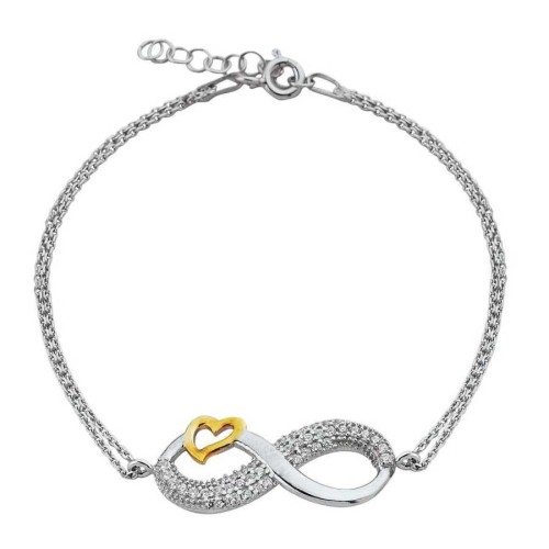 CNG Jewels - Sarı Kalpli Sonsuzluk Gümüş Bayan Bileklik