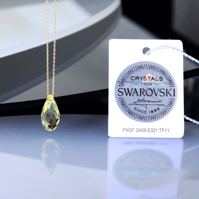 Yellow Swarovski Crystal Gold Women's Necklace - 2