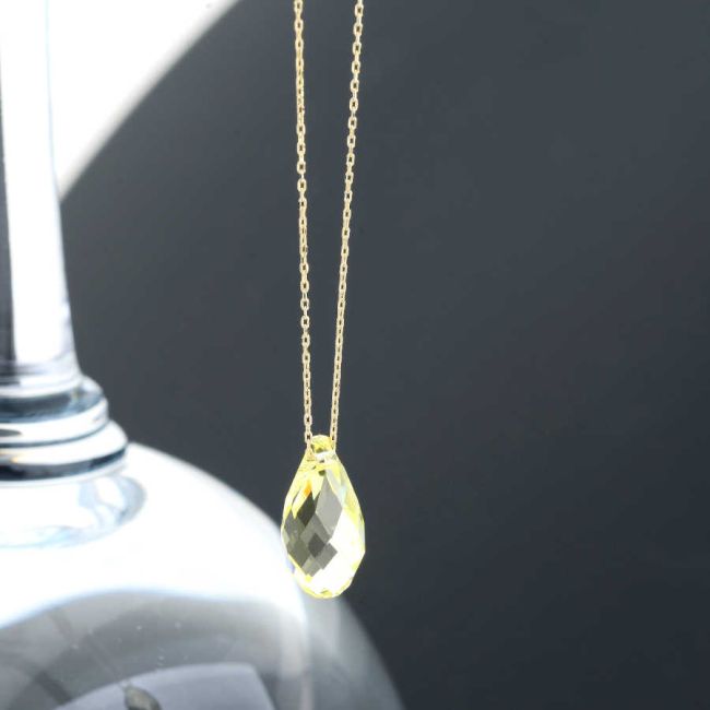 Yellow Swarovski Crystal Gold Women's Necklace - 3