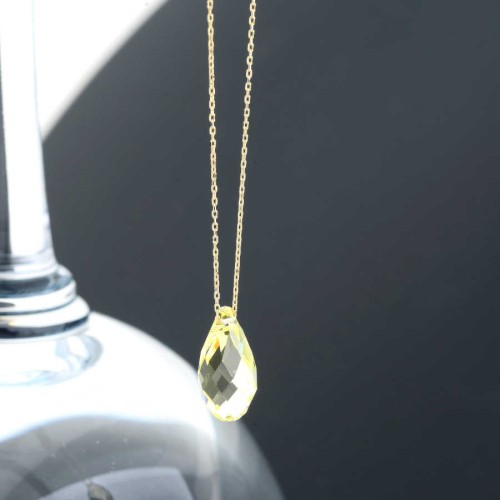 Sarı Swarovski Crystal Altın Kadın Kolye - Thumbnail