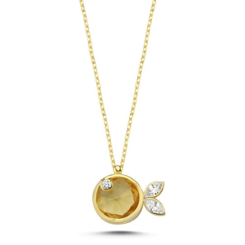 Yellow Stone Fish Trend Gold Silver Women's Necklace - CNG Jewels