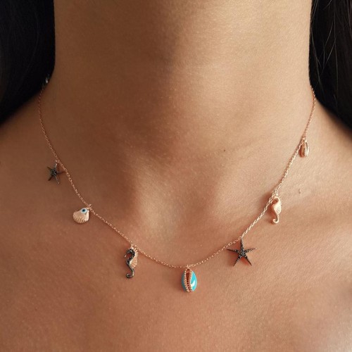 Sea Rose Kadın Gümüş Kolye - 1