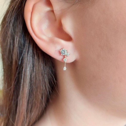 CNG Jewels - Shine Taşlı Rose Kadın Gümüş Küpe