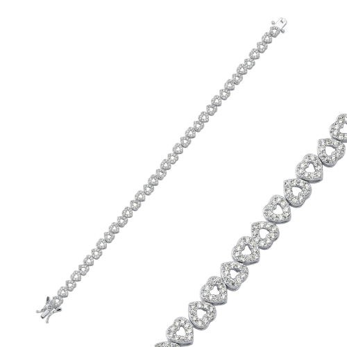 Shiny Heart Silver Waterway Bracelet - CNG Jewels