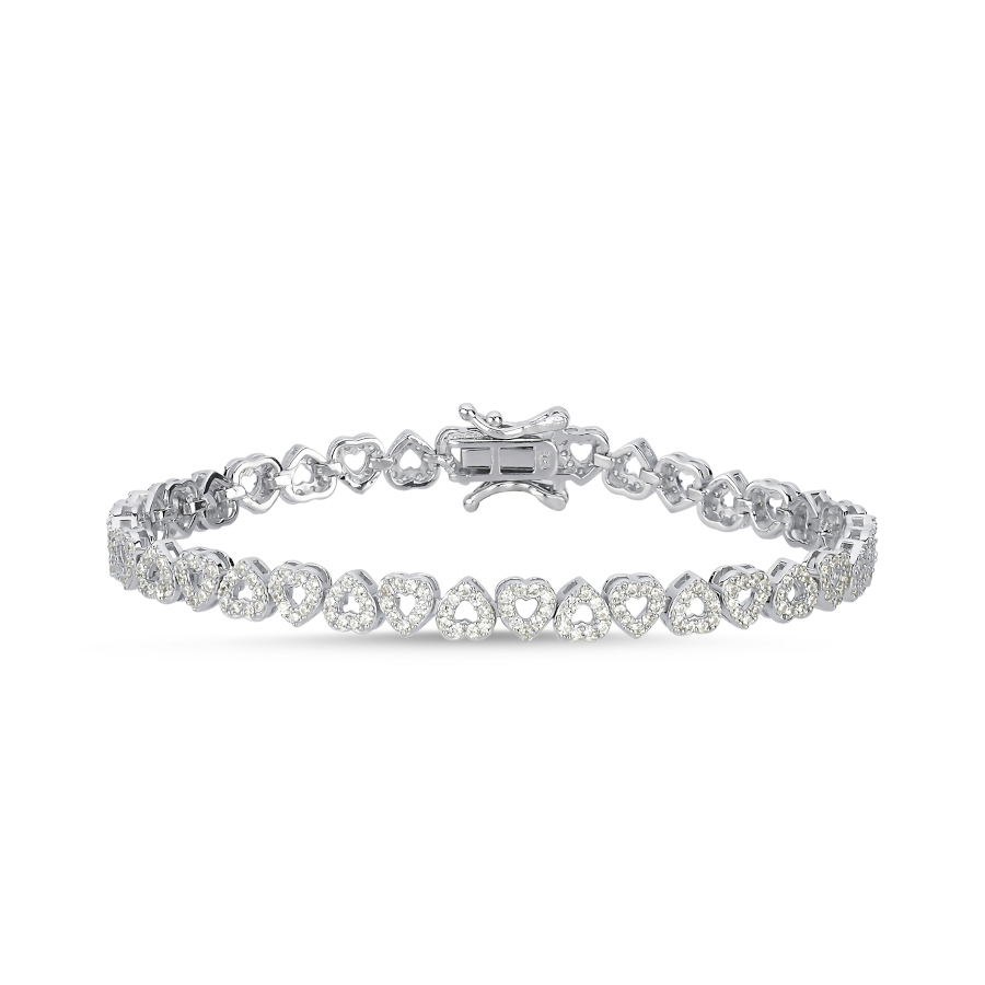 Shiny Heart Silver Waterway Bracelet - CNG Jewels (1)
