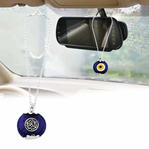 Silver Evil Eye Bead for Car with Mashallah Written - 3