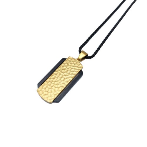 CNG Jewels - Siyah Gold Dikdörtgen Plaka Çelik Erkek Kolye