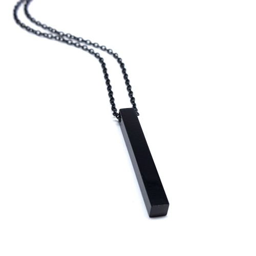 CNG Jewels - Siyah Parlak Üç Boyutlu Çubuk Çelik Erkek Kolye