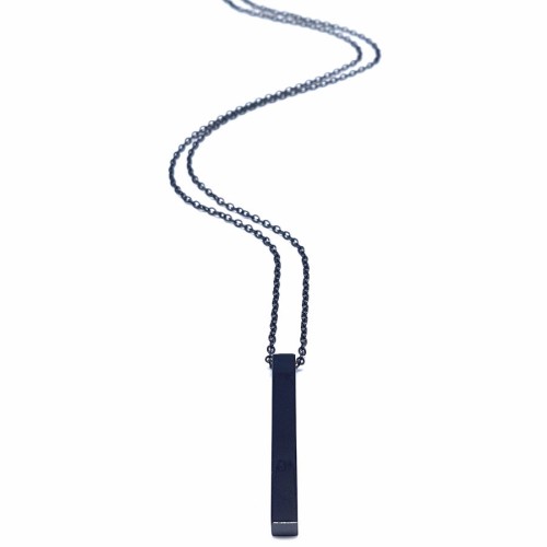 Siyah Parlak Üç Boyutlu Çubuk Çelik Erkek Kolye - 2