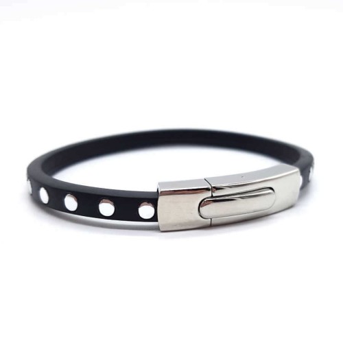 Black Silicone Steel Men's Bracelet - CNG Jewels (1)