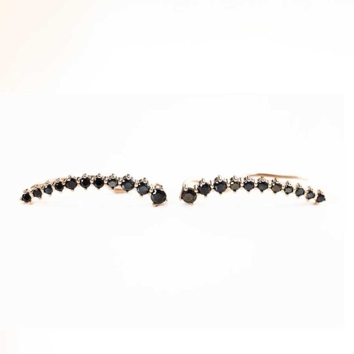 CNG Jewels - Siyah Taşlı Ear Cuff Rose Gümüş Bayan Küpe