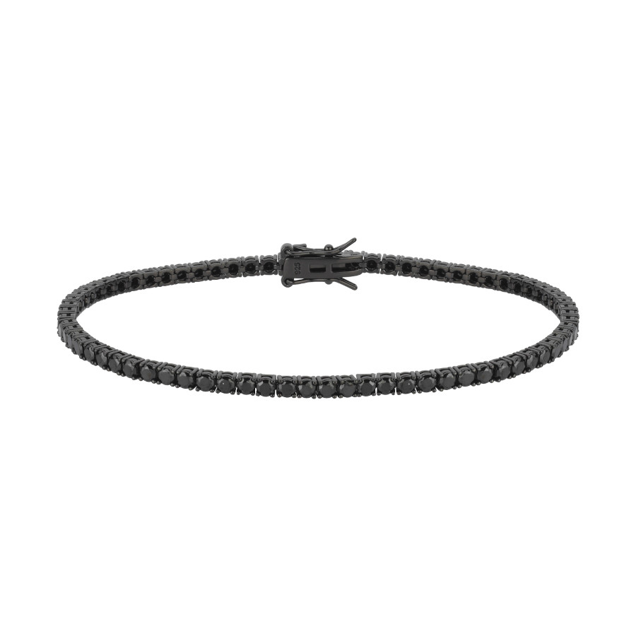 Siyah Taşlı Su Yolu Gümüş Erkek Bileklik - CNG Jewels (1)
