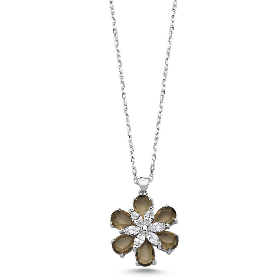 Smoky Daisy Women's Silver Necklace - CNG Jewels