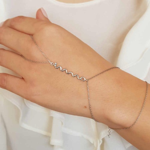 CNG Jewels - Snake Figure Silver Hand Bracelet 