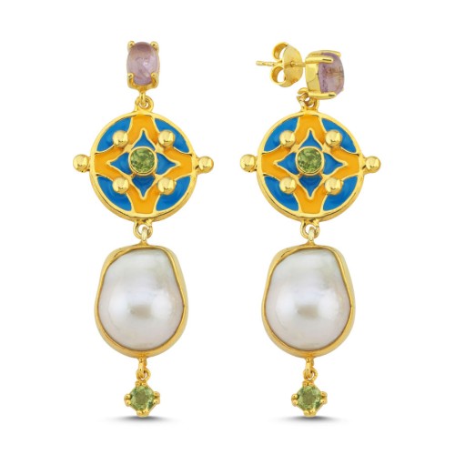 Stella Baroque Pearl Design Women's Silver Earrings - CNG Jewels