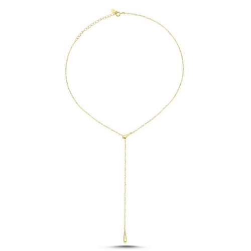 Water Drop Moving Y Chain Silver Women's Necklace - CNG Jewels (1)