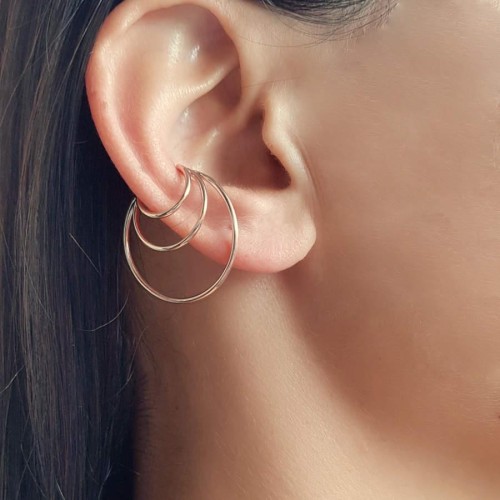 Süzme 3 Halka Rose Gümüş Kıkırdak Küpe - CNG Jewels