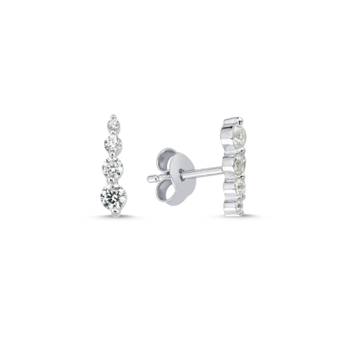 Minimal Women's Silver Earrings with Stud and Stone Pins - CNG Jewels