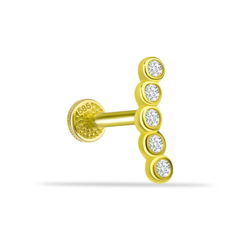 Süzme Taşlı Altın Tragus Piercing - CNG Jewels