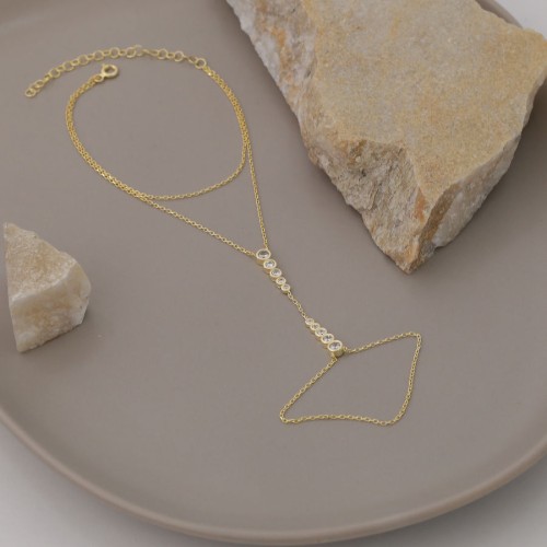Süzme Taşlı Gold Gümüş Şahmeran Bileklik - 2
