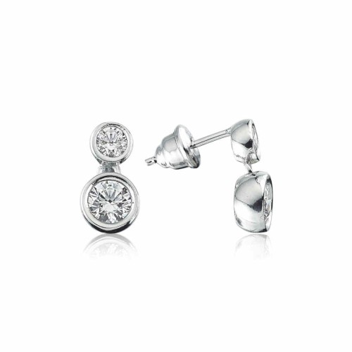 Swarovski Pırlanta Modeli İki Taşlı Gümüş Küpe - CNG Jewels