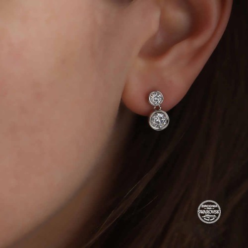 Swarovski Pırlanta Modeli İki Taşlı Gümüş Küpe - CNG Jewels (1)