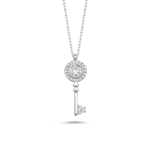 CNG Jewels - Swarovski Taşlı Anahtar Gümüş Bayan Kolye
