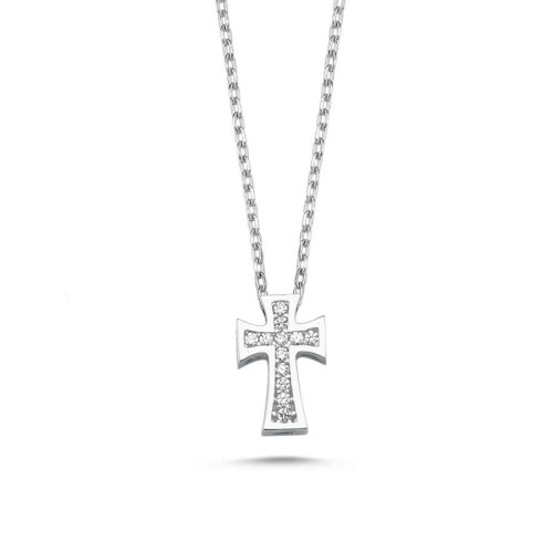 Swarovski Stone Cross Silver Women's Necklace - CNG Jewels
