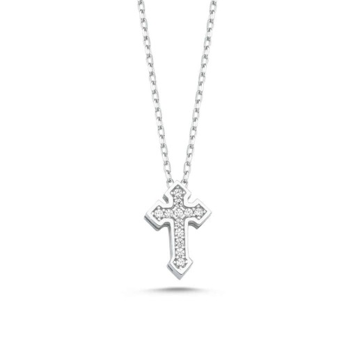 Swarovski Stone Cross Model Women's Silver Necklace - CNG Jewels