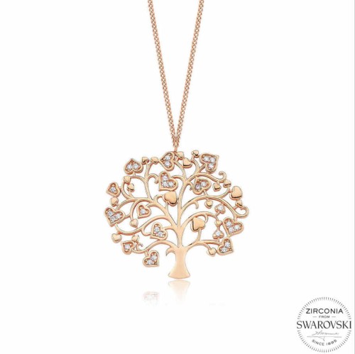 CNG Jewels - Swarovski Taşlı Hayat Ağacı Rose Gümüş Bayan Kolye