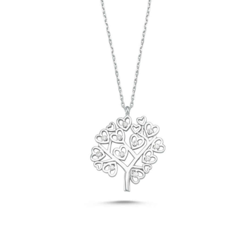 Swarovski Stone Tree of Life Silver Women's Necklace - CNG Jewels