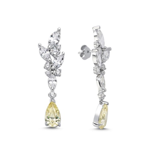 Syren Yellow Drop Dangle Women's Silver Earrings - CNG Jewels