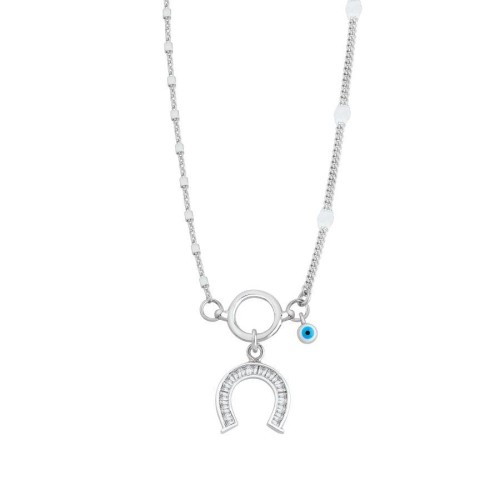 CNG Jewels - Tasarım At Nalı Nazar Boncuklu Gümüş Kadın Kolye