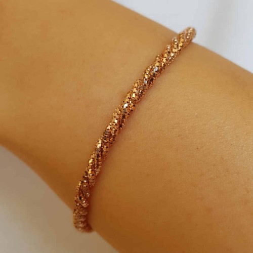 Tasarım Burgu Zincir Rose Kadın Gümüş Bileklik - CNG Jewels