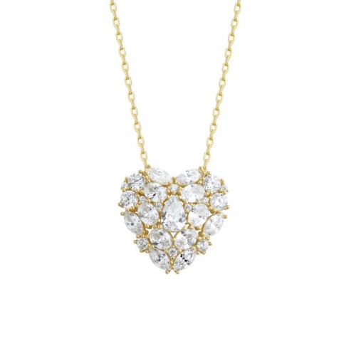 CNG Jewels - Tasarım Cuore Kalp Gold Gümüş Kadın Kolye